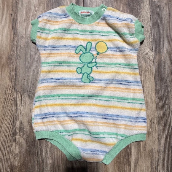 Health-tex Other - 1970s Health-tex Romper Striped Terry Cloth Bunny Retro Kids